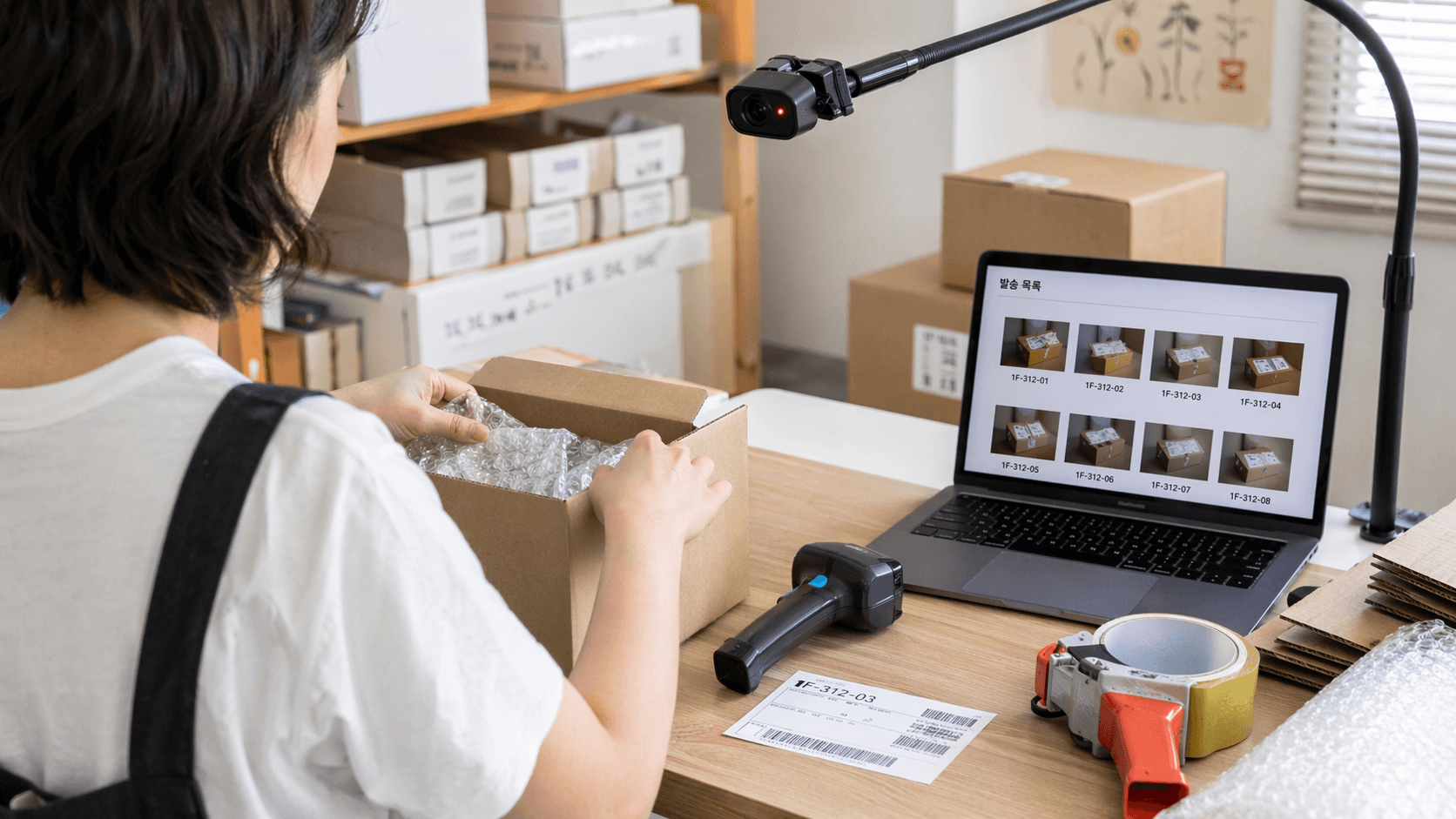 포장영상 자동 촬영 시스템 - 바코드 스캔으로 녹화 시작